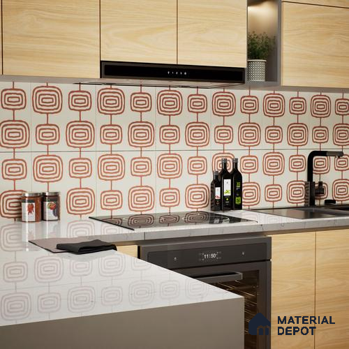 Moroccan Wall & Floor Tile TL 05082 Bauhaus Beige Box 1 ft x 1 ft Ceramic Matte Finish - 9 mm | Suitable for Bathroom, Kitchen & Balcony | Please Expect a Slight Variation of Pattern