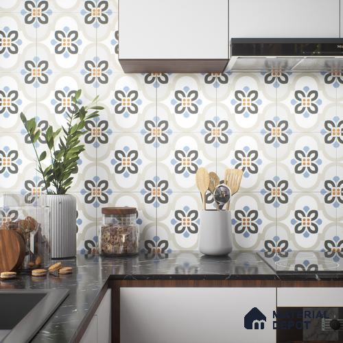 Moroccan Floor & Wall Tile TL 05051 Morissa Desert Bloom 1 ft x 1 ft Ceramic Matte Finish - 7.5 mm | Suitable for Bathroom, Kitchen,  Balcony | Please Expect a Slight Variation of Pattern