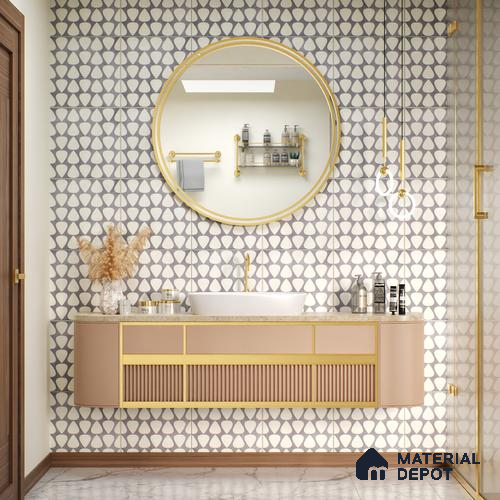 Moroccan Floor & Wall Tile TL 05091 B Bauhaus Smoke Cloud 1 ft x 1 ft Ceramic Matte Finish - 9 mm | Suitable for Bathroom, Kitchen,  Balcony | Please Expect a Slight Variation of Pattern