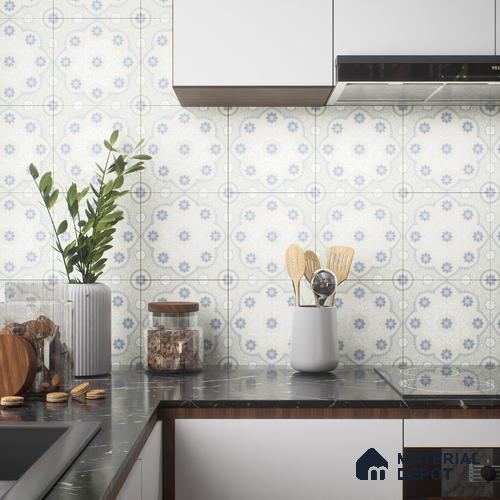 Moroccan Floor & Wall Tile TL 05062 Morissa Light Beige Floral 1 ft x 1 ft Ceramic Matte Finish - 8 mm | Suitable for Bathroom, Kitchen,  Balcony | Please Expect a Slight Variation of Pattern