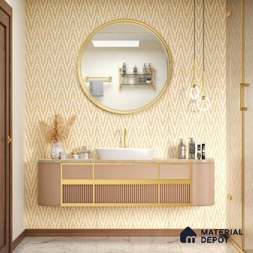 Moroccan Floor & Wall Tile TL 05087 B Bauhaus Ivory Sunset 1 ft x 1 ft Ceramic Matte Finish - 9 mm | Suitable for Bathroom, Kitchen,  Balcony | Please Expect a Slight Variation of Pattern