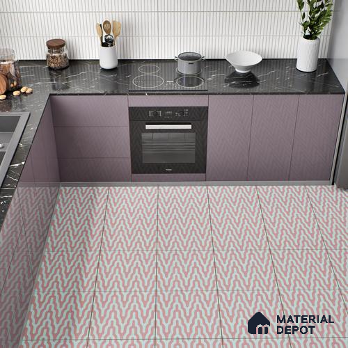 Moroccan Floor & Wall Tile TL 05087 Bauhaus Maroon Tide 1 ft x 1 ft Ceramic Matte Finish - 9 mm | Suitable for Bathroom, Kitchen,  Balcony | Please Expect a Slight Variation of Pattern