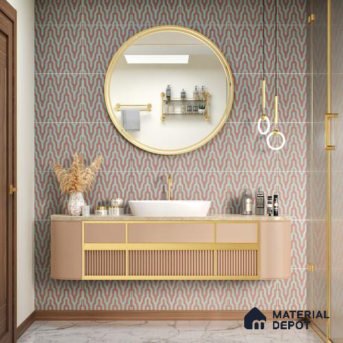 Moroccan Floor & Wall Tile TL 05087 Bauhaus Maroon Tide 1 ft x 1 ft Ceramic Matte Finish - 9 mm | Suitable for Bathroom, Kitchen,  Balcony | Please Expect a Slight Variation of Pattern