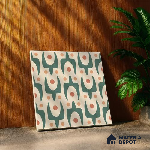 Moroccan Floor & Wall Tile TL 05092 Morissa Pale Olive 1 ft x 1 ft Ceramic Matte Finish - 9 mm | Suitable for Bathroom, Kitchen,  Balcony | Please Expect a Slight Variation of Pattern