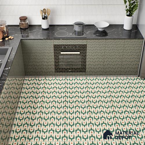 Moroccan Floor & Wall Tile TL 05092 Morissa Pale Olive 1 ft x 1 ft Ceramic Matte Finish - 9 mm | Suitable for Bathroom, Kitchen,  Balcony | Please Expect a Slight Variation of Pattern