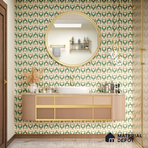 Moroccan Floor & Wall Tile TL 05092 Morissa Pale Olive 1 ft x 1 ft Ceramic Matte Finish - 9 mm | Suitable for Bathroom, Kitchen, Balcony | Please Expect a Slight Variation of Pattern