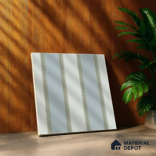 Moroccan Wall Tile TL 05070 Morissa Whitish Grey Channel 1 ft x 1 ft Ceramic Matte Finish - 8 mm | Suitable for Bathroom, Kitchen & Balcony | Please Expect a Slight Variation of Pattern