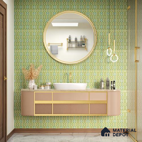 Moroccan Floor & Wall Tile TL 05969 B Bauhaus Regal Grid 1 ft x 1 ft Vitrified Matte Finish - 8 mm | Suitable for Bathroom, Kitchen,  Balcony | Please Expect a Slight Variation of Pattern