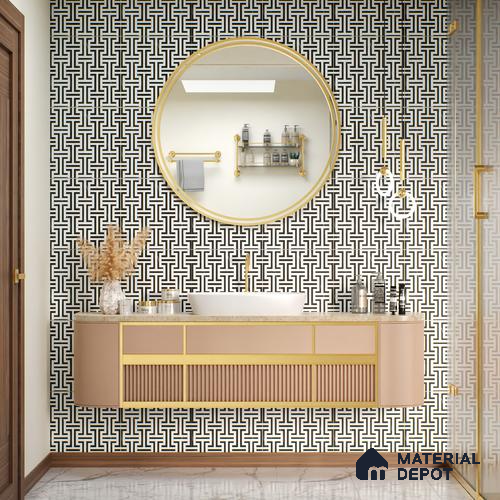 Moroccan Floor & Wall Tile TL 05969 Bauhaus Opulent Grid 1 ft x 1 ft Vitrified Matte Finish - 8 mm | Suitable for Bathroom, Kitchen,  Balcony | Please Expect a Slight Variation of Pattern
