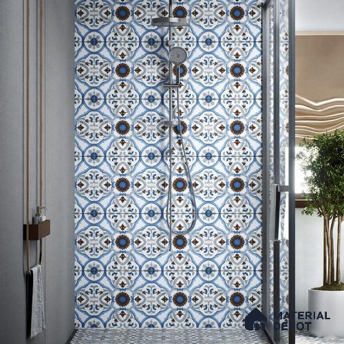 Moroccan Tile TL 04795 Zellige Ohlo Blue Multi Colour 1 ft x 1 ft Vitrified Matte Finish - 11 mm | Suitable for Kitchen, Bathroom, Balcony Floor & Wall | Please Expect a Slight Variation of Pattern