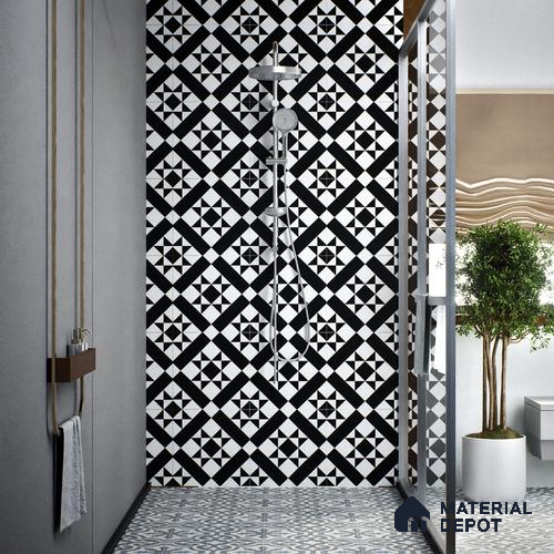 Moroccan Tile TL 05176 Zellige Monochrome Star Multi Colour 1 ft x 1 ft Vitrified Matte Finish - 9 mm | Suitable for Kitchen, Bathroom, Balcony Floor & Wall | Please Expect a Slight Variation of Pattern