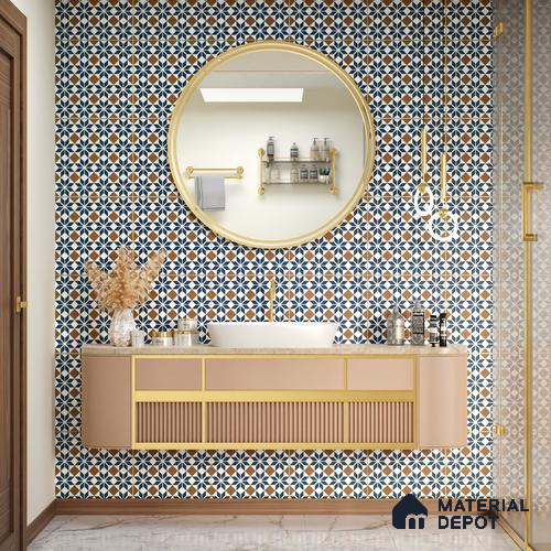 Moroccan Tile TL 05178 B Zellige Monochrome Blue Multi Colour 1 ft x 1 ft Vitrified Matte Finish - 9 mm | Suitable for Kitchen, Bathroom, Balcony Floor & Wall | Please Expect a Slight Variation of Pattern