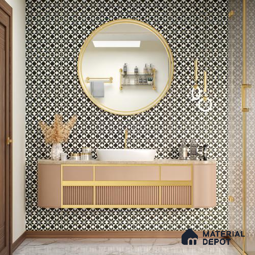 Moroccan Tile TL 05178 Zellige Monochrome Black Multi Colour 1 ft x 1 ft Vitrified Matte Finish - 9 mm | Suitable for Kitchen, Bathroom, Balcony Floor & Wall | Please Expect a Slight Variation of Pattern
