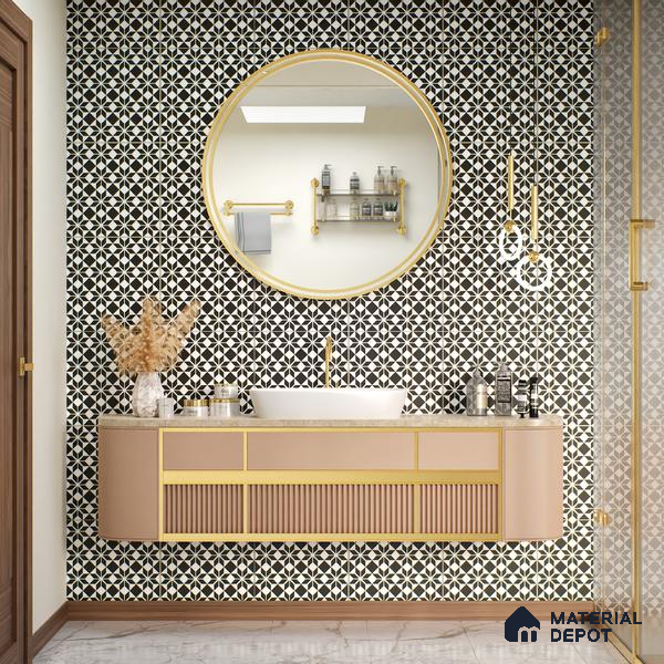 Moroccan Tile TL 05178 Zellige Monochrome Black Multi Colour 1 ft x 1 ft Vitrified Matte Finish - 9 mm | Suitable for Kitchen, Bathroom, Balcony Floor & Wall | Please Expect a Slight Variation of Pattern