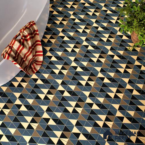Moroccan Tile TL 05201 Zellige Stacked Triangle Multi Colour 1 ft x 1 ft Vitrified Matte Finish - 9 mm | Suitable for Kitchen, Bathroom, Balcony Floor & Wall | Please Expect a Slight Variation of Pattern