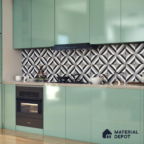 Moroccan Tile TL 05202 Zellige Reflected Lines Multi Colour 1 ft x 1 ft Vitrified Matte Finish - 9 mm | Suitable for Kitchen, Bathroom, Balcony Floor & Wall | Please Expect a Slight Variation of Pattern