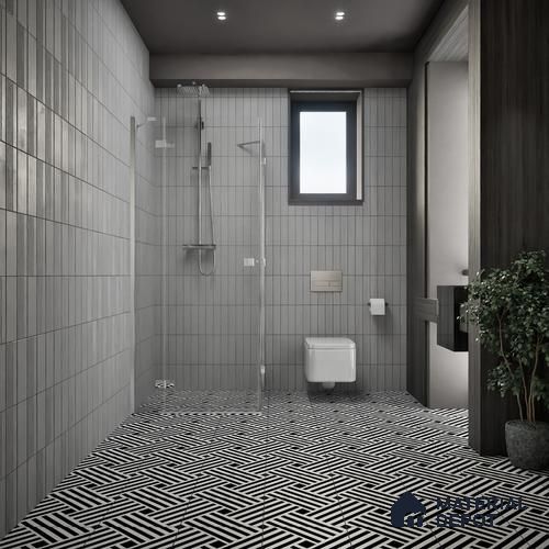 Moroccan Tile TL 05207 Zellige Pixel Black Multi Colour 1 ft x 1 ft Vitrified Matte Finish - 9 mm | Suitable for Kitchen, Bathroom, Balcony Floor & Wall | Please Expect a Slight Variation of Pattern