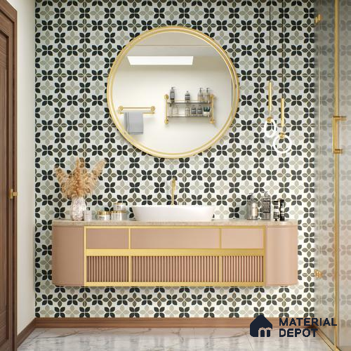 Moroccan Tile TL 05219 B Zellige Monochrome Blossom Multi Colour 1 ft x 1 ft Vitrified Matte Finish - 9 mm | Suitable for Kitchen, Bathroom, Balcony Floor & Wall | Please Expect a Slight Variation of Pattern