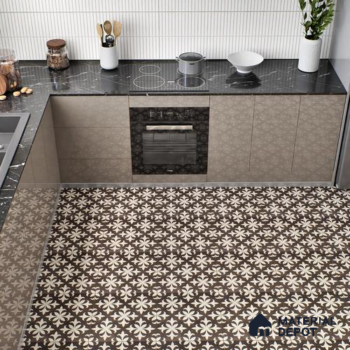 Moroccan Tile TL 05222 Zellige Choco Beige Petals Brown 1 ft x 1 ft Vitrified Matte Finish - 9 mm | Suitable for Kitchen, Bathroom, Balcony Floor & Wall | Please Expect a Slight Variation of Pattern