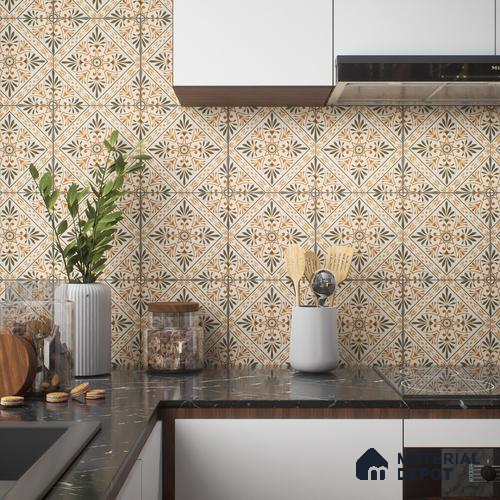 Moroccan Tile TL 05181 B Zellige Sahara Sunburst Beige 1 ft x 1 ft Vitrified Matte Finish - 9 mm | Suitable for Kitchen, Bathroom, Balcony Floor & Wall | Please Expect a Slight Variation of Pattern