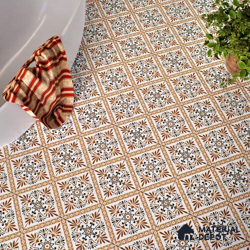 Moroccan Tile TL 05181 Zellige Desert Flora Brown 1 ft x 1 ft Vitrified Matte Finish - 9 mm | Suitable for Kitchen, Bathroom, Balcony Floor & Wall | Please Expect a Slight Variation of Pattern