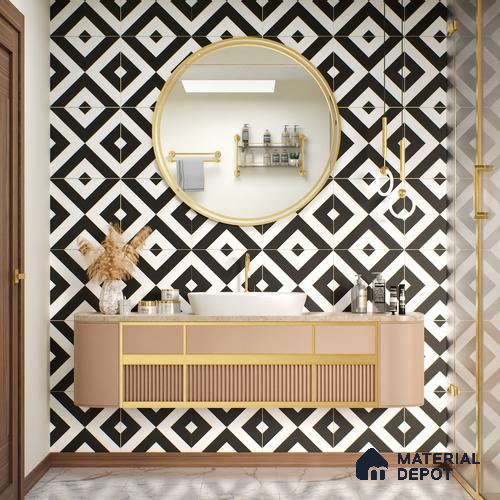 Moroccan Tile TL 05212 Zellige Endless Square Multi Colour 1 ft x 1 ft Vitrified Matte Finish - 9 mm | Suitable for Kitchen, Bathroom, Balcony Floor & Wall | Please Expect a Slight Variation of Pattern