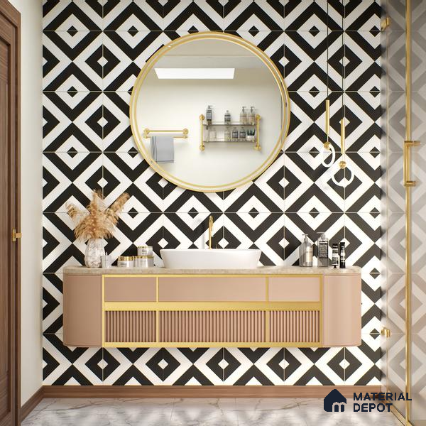 Moroccan Tile TL 05212 Zellige Endless Square Multi Colour 1 ft x 1 ft Vitrified Matte Finish - 9 mm | Suitable for Kitchen, Bathroom, Balcony Floor & Wall | Please Expect a Slight Variation of Pattern