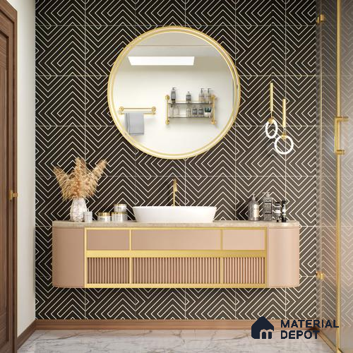 Moroccan Tile TL 05214 Zellige Stagger Lines Multi Colour 1 ft x 1 ft Vitrified Matte Finish - 9 mm | Suitable for Kitchen, Bathroom, Balcony Floor & Wall | Please Expect a Slight Variation of Pattern