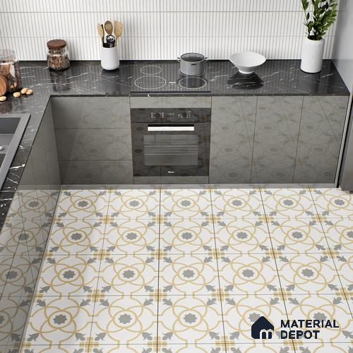 Moroccan Tile TL 05216 Zellige Orange Bloom Multi Colour 1 ft x 1 ft Vitrified Matte Finish - 9 mm | Suitable for Kitchen, Bathroom, Balcony Floor & Wall | Please Expect a Slight Variation of Pattern