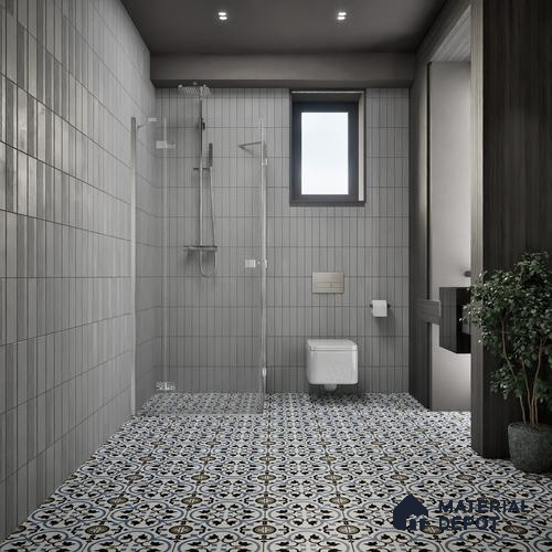 Moroccan Tile TL 05184 B Zellige Blue Liner Floral Multi Colour 1 ft x 1 ft Vitrified Matte Finish - 9 mm | Suitable for Kitchen, Bathroom, Balcony Floor & Wall | Please Expect a Slight Variation of Pattern