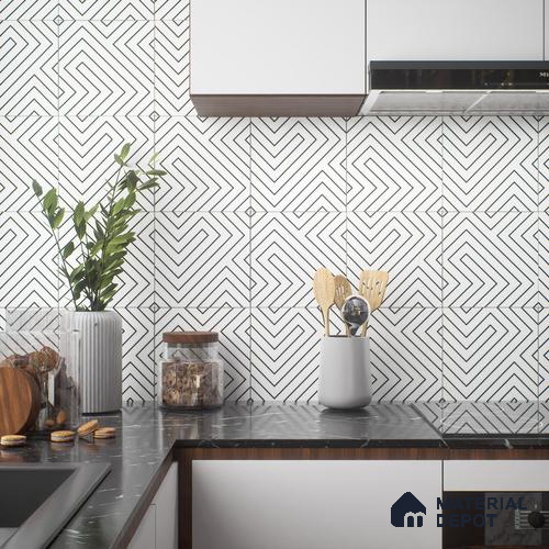 Moroccan Tile TL 05186 Zellige Puzzle Lines Multi Colour 1 ft x 1 ft Vitrified Matte Finish - 9 mm | Suitable for Kitchen, Bathroom, Balcony Floor & Wall | Please Expect a Slight Variation of Pattern