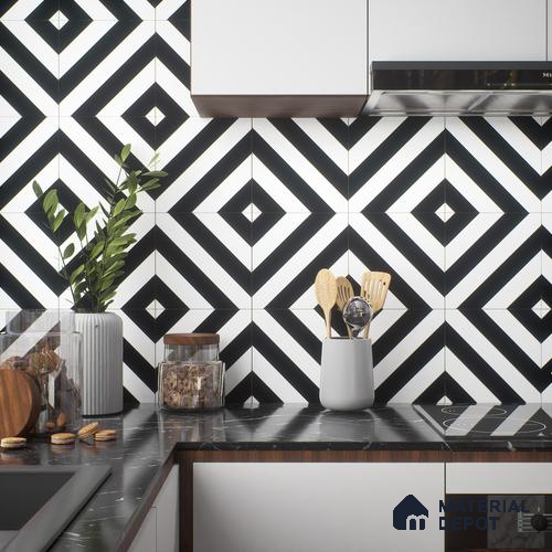 Moroccan Tile TL 05187 Zellige Linear Zebra Multi Colour 1 ft x 1 ft Vitrified Matte Finish - 9 mm | Suitable for Kitchen, Bathroom, Balcony Floor & Wall | Please Expect a Slight Variation of Pattern