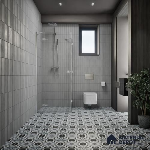 Moroccan Tile TL 05191 Zellige Floral Grey Multi Colour 1 ft x 1 ft Vitrified Matte Finish - 9 mm | Suitable for Kitchen, Bathroom, Balcony Floor & Wall | Please Expect a Slight Variation of Pattern