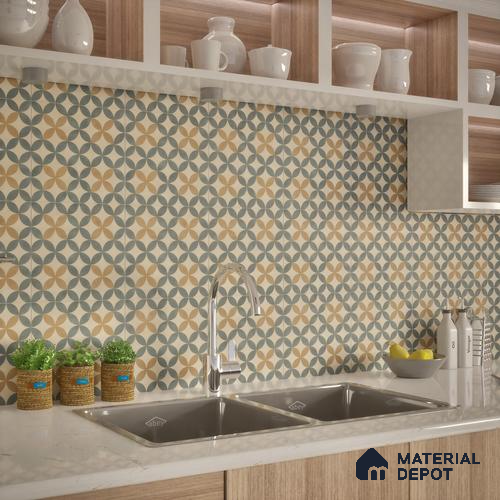Moroccan Tile TL 05192 Zellige Beige Olympia Multi Colour 1 ft x 1 ft Vitrified Matte Finish - 9 mm | Suitable for Kitchen, Bathroom, Balcony Floor & Wall | Please Expect a Slight Variation of Pattern