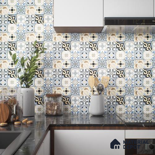 Moroccan Tile TL 05193 Zellige Vibrant Florals Multi Colour 1 ft x 1 ft Vitrified Matte Finish - 9 mm | Suitable for Kitchen, Bathroom, Balcony Floor & Wall | Please Expect a Slight Variation of Pattern