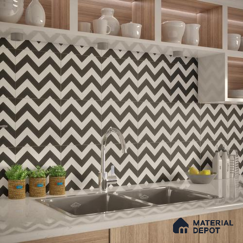 Moroccan Tile TL 05195 Zellige Inverted Wave Multi Colour 1 ft x 1 ft Vitrified Matte Finish - 9 mm | Suitable for Kitchen, Bathroom, Balcony Floor & Wall | Please Expect a Slight Variation of Pattern