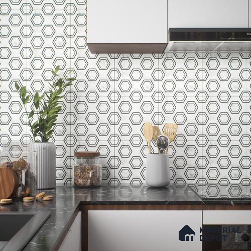 Moroccan Tile TL 05196 Zellige Hexa Pod Multi Colour 1 ft x 1 ft Vitrified Matte Finish - 9 mm | Suitable for Kitchen, Bathroom, Balcony Floor & Wall | Please Expect a Slight Variation of Pattern