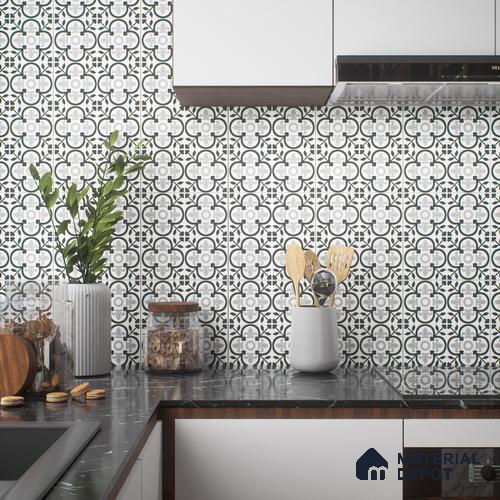 Moroccan Tile TL 05199 Zellige Beyounc Floral Multi Colour 1 ft x 1 ft Vitrified Matte Finish - 9 mm | Suitable for Kitchen, Bathroom, Balcony Floor & Wall | Please Expect a Slight Variation of Pattern