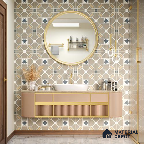 Moroccan Tile TL 04800 Zellige Beige Torrence Multi Colour 1 ft x 1 ft Vitrified Matte Finish - 11 mm | Suitable for Kitchen, Bathroom, Balcony Floor & Wall | Please Expect a Slight Variation of Pattern