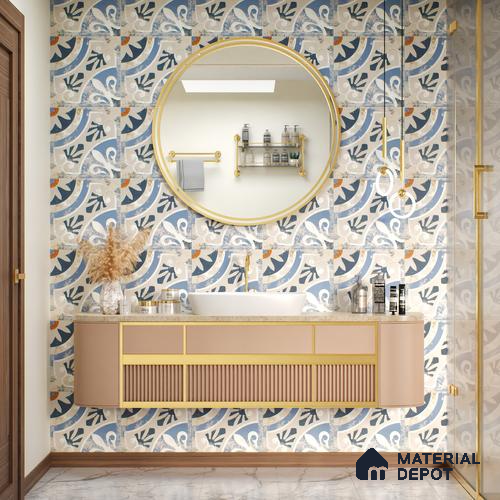 Moroccan Tile TL 04801 Zellige Rustic Tulsa Multi Colour 1 ft x 1 ft Vitrified Matte Finish - 11 mm | Suitable for Kitchen, Bathroom, Balcony Floor & Wall | Please Expect a Slight Variation of Pattern