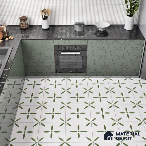 Moroccan Tile TL 05173 Zellige Urban Green Multi Colour 1 ft x 1 ft Vitrified Matte Finish - 9 mm | Suitable for Kitchen, Bathroom, Balcony Floor & Wall | Please Expect a Slight Variation of Pattern