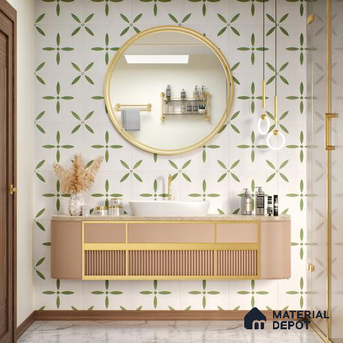 Moroccan Tile TL 05173 Zellige Urban Green Multi Colour 1 ft x 1 ft Vitrified Matte Finish - 9 mm | Suitable for Kitchen, Bathroom, Balcony Floor & Wall | Please Expect a Slight Variation of Pattern