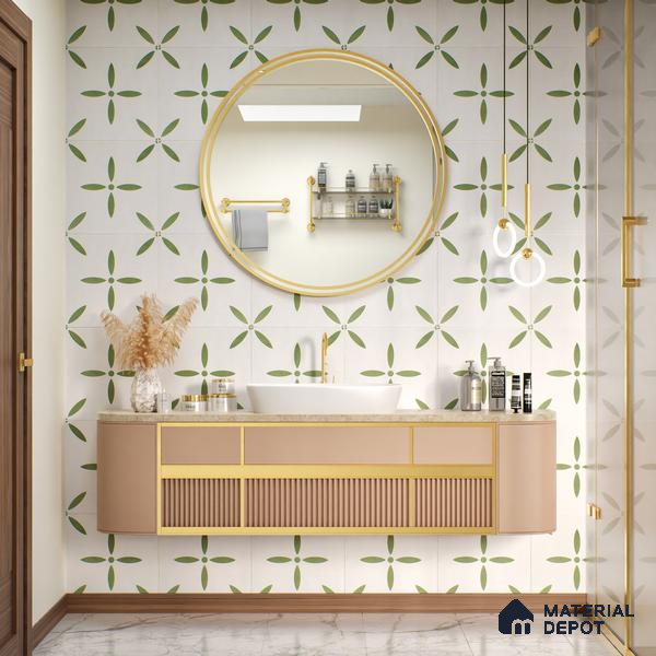 Moroccan Tile TL 05173 Zellige Urban Green Multi Colour 1 ft x 1 ft Vitrified Matte Finish - 9 mm | Suitable for Kitchen, Bathroom, Balcony Floor & Wall | Please Expect a Slight Variation of Pattern