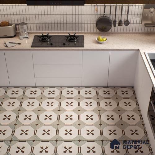 Moroccan Look Floor & Wall Tile TL 06021 B Pristine Vanilla 2 ft x 2 ft Rustic Carving Matte Finish Vitrified Tile - 9 mm | Suitable For Living Room, Bedroom, Bathroom, Kitchen & Dining | Please Expect a Slight Variation of Pattern