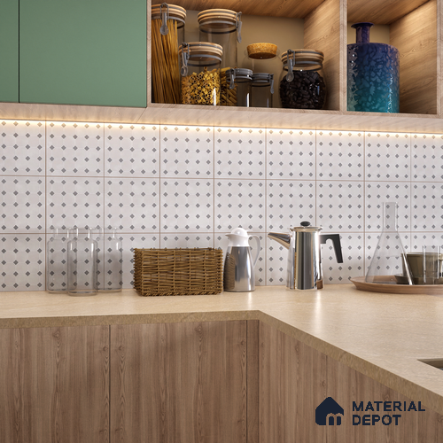 Moroccan Wall & Floor Tile TL 06076 D Vanilla Mosaic 200 x 200 mm Vitrified Glue Matte Finish - 9 mm | Ideal For Living Room, Bathroom, Kitchen | 2 mm Spacer is Mandatory | Please Expect a Slight Variation of Pattern
