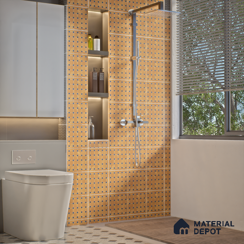 Moroccan Wall & Floor Tile TL 06076 Honey Mosaic 200 x 200 mm Vitrified Glue Matte Finish - 9 mm | Ideal For Living Room, Bathroom, Kitchen | 2 mm Spacer is Mandatory | Please Expect a Slight Variation of Pattern