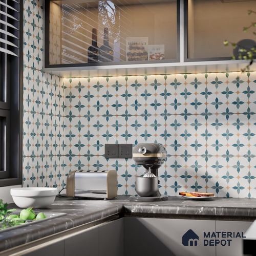 Moroccan Wall & Floor Tile TL 05982 Gemini 200 x 200 mm Vitrified Glue Matte Finish - 9 mm | Ideal For Bathroom, Kitchen, Dining Areas | 2 mm Spacer is Mandatory | Please Expect a Slight Variation of Pattern