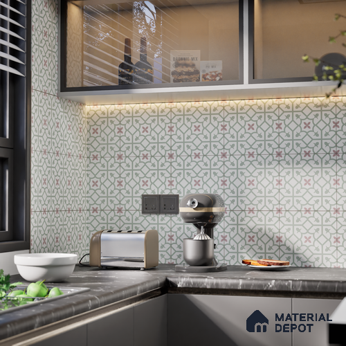 Moroccan Wall & Floor Tile TL 05984 Glide 200 x 200 mm Vitrified Glue Matte Finish - 9 mm | Ideal For Bathroom, Kitchen, Dining Areas | 2 mm Spacer is Mandatory | Please Expect a Slight Variation of Pattern