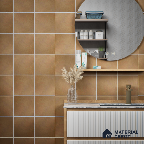 Plain Wall Tile TL 05643 B Tangier Gilded Base 6 x 6 inch Ceramic Matte Finish - 9 mm | Suitable for Living Room, Bathroom, Kitchen & Backsplash