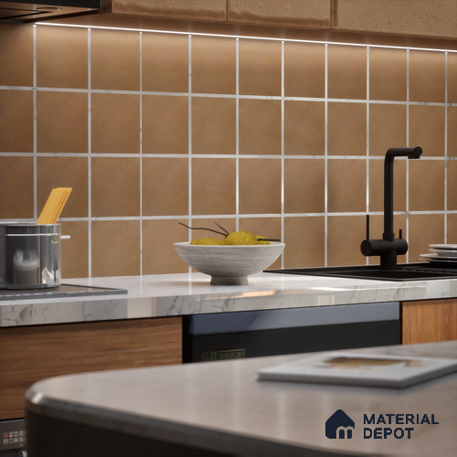 Plain Wall Tile TL 05643 B Tangier Gilded Base 6 x 6 inch Ceramic Matte Finish - 9 mm | Suitable for Living Room, Bathroom, Kitchen & Backsplash